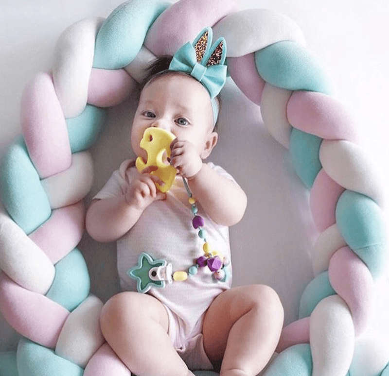 Braided Crib Protector or Cot Bumper  2M - Pink