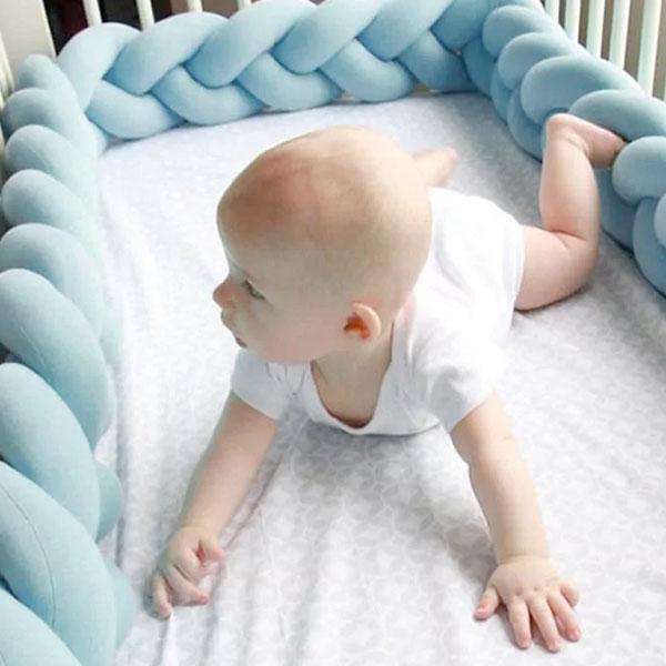 Braided Crib Protector or Cot Bumper  2M - Pink