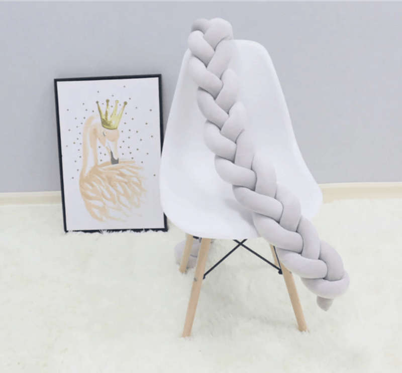 Braided Crib Protector or Cot Bumper  2M - Pink