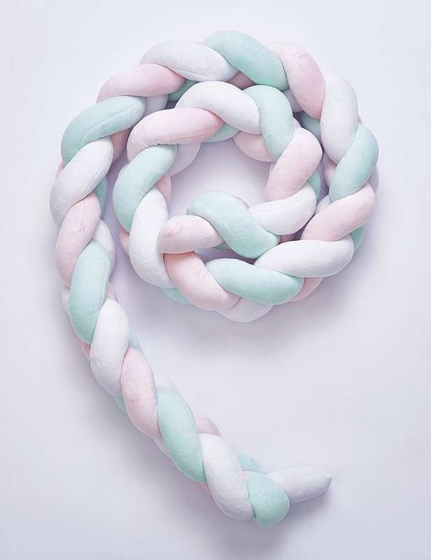 Braided Crib Protector or Cot Bumper  2M - Pink