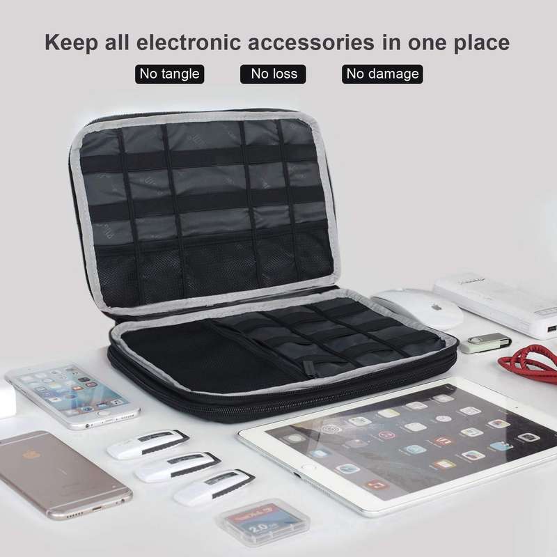 BUBM Double-Layered Travel Gadget Organiser Bag-DIO-XL - Navy Blue