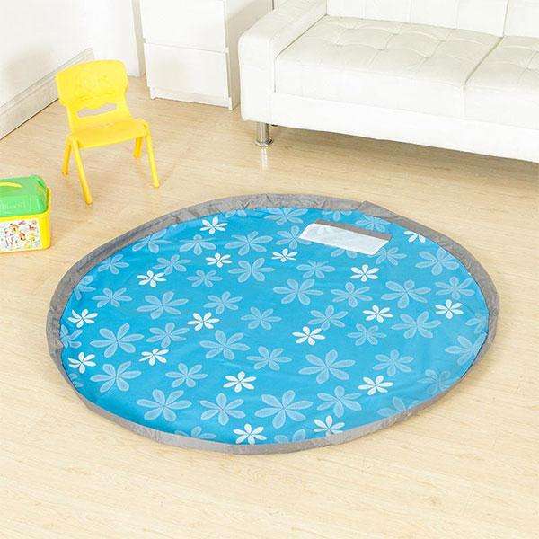 Convertible Toy Storage Bag and Play Mat - 150cm - Blue Floral