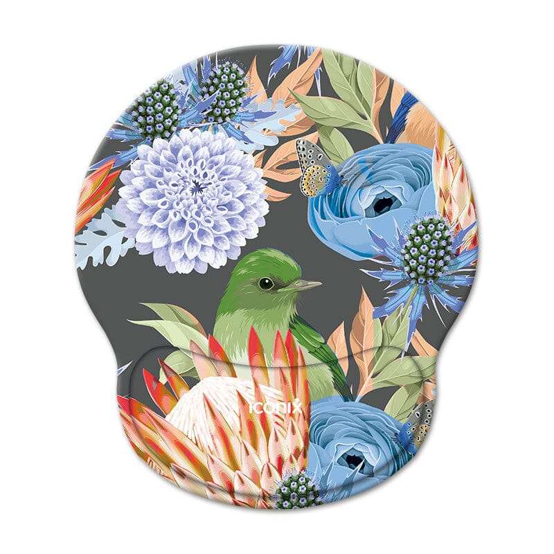 Floral Protea Mouse Pad with Gel Wrist Guard Support