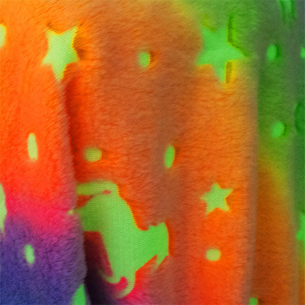 Kids Green and Orange Starry Stallions Glow In the Dark Blanket