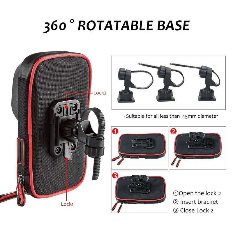 Handle Bar Mountable Waterproof Phone Pouch B17