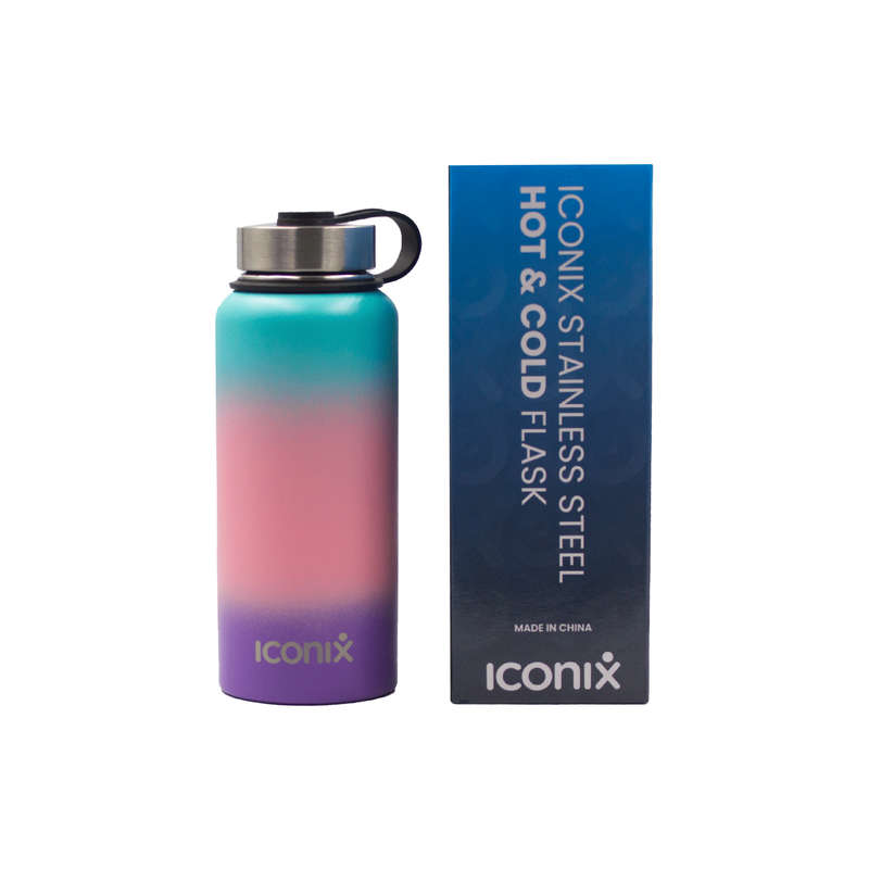 Iconix Blue and Purple Stainless Steel Hot and Cold Flask - Stainless Steel Lid
