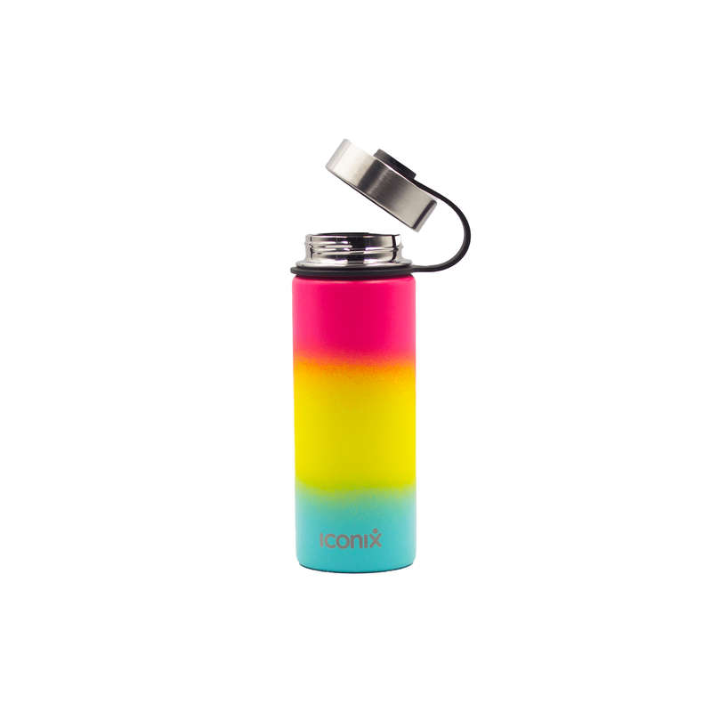 Iconix Coral and Blue Stainless Steel Hot and Cold Flask - Stainless Steel Lid