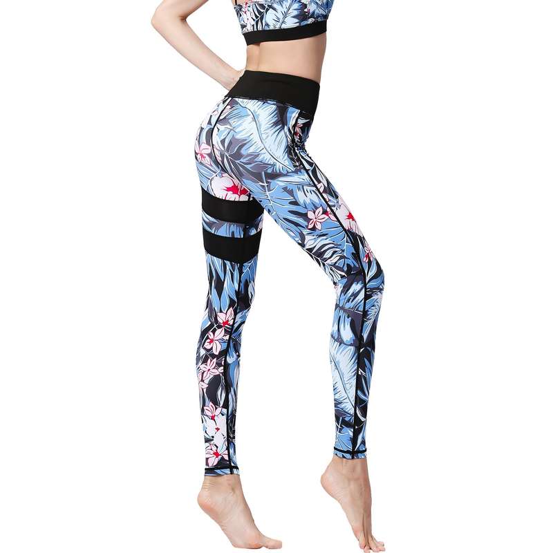 Iconix Ladies Blue Tropical Yoga Leggings