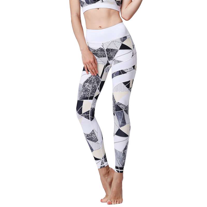 Iconix Ladies White and Grey Prism Yoga Leggings