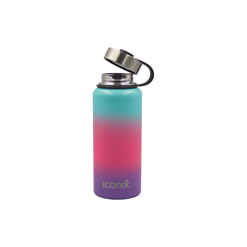 Iconix Mint and Purple Stainless Steel Hot and Cold Flask - Stainless Steel Lid