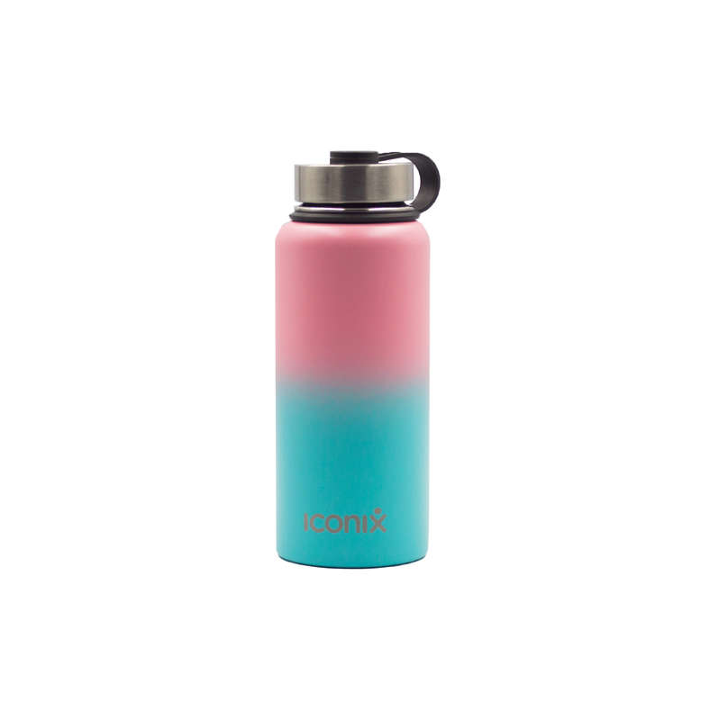 Iconix Pink and Blue Stainless Steel Hot and Cold Flask - Stainless Steel Lid