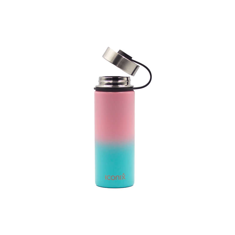Iconix Pink and Blue Stainless Steel Hot and Cold Flask - Stainless Steel Lid