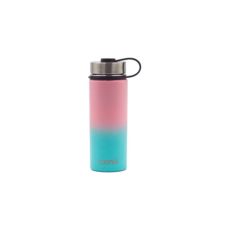 Iconix Pink and Blue Stainless Steel Hot and Cold Flask - Stainless Steel Lid