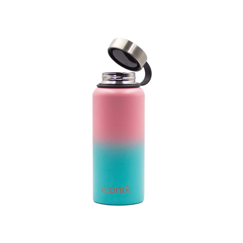 Iconix Pink and Blue Stainless Steel Hot and Cold Flask - Stainless Steel Lid