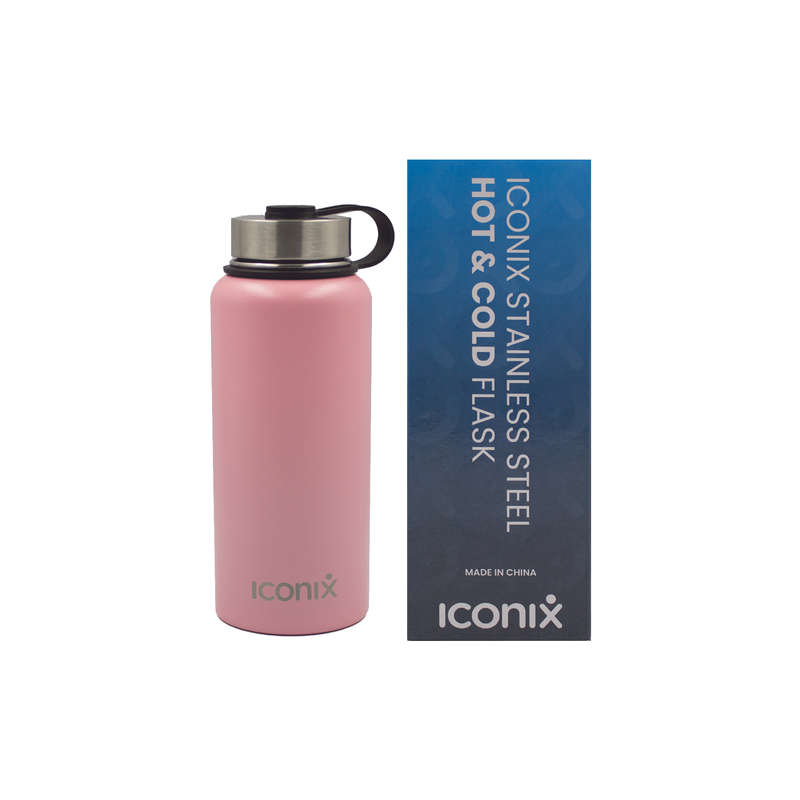 Iconix Pink Stainless Steel Hot and Cold Flask - Stainless Steel Lid