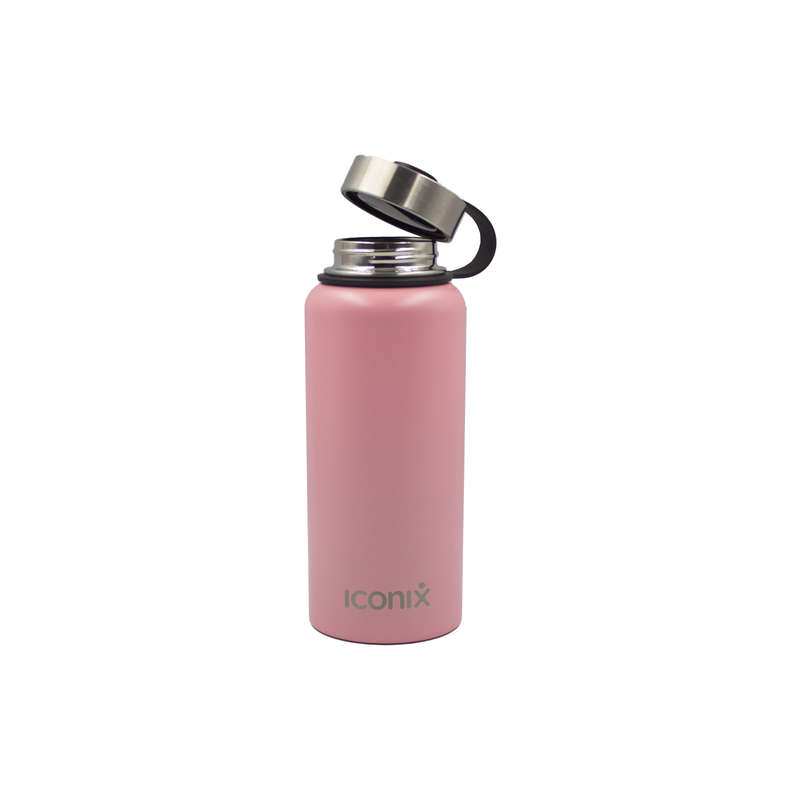Iconix Pink Stainless Steel Hot and Cold Flask - Stainless Steel Lid