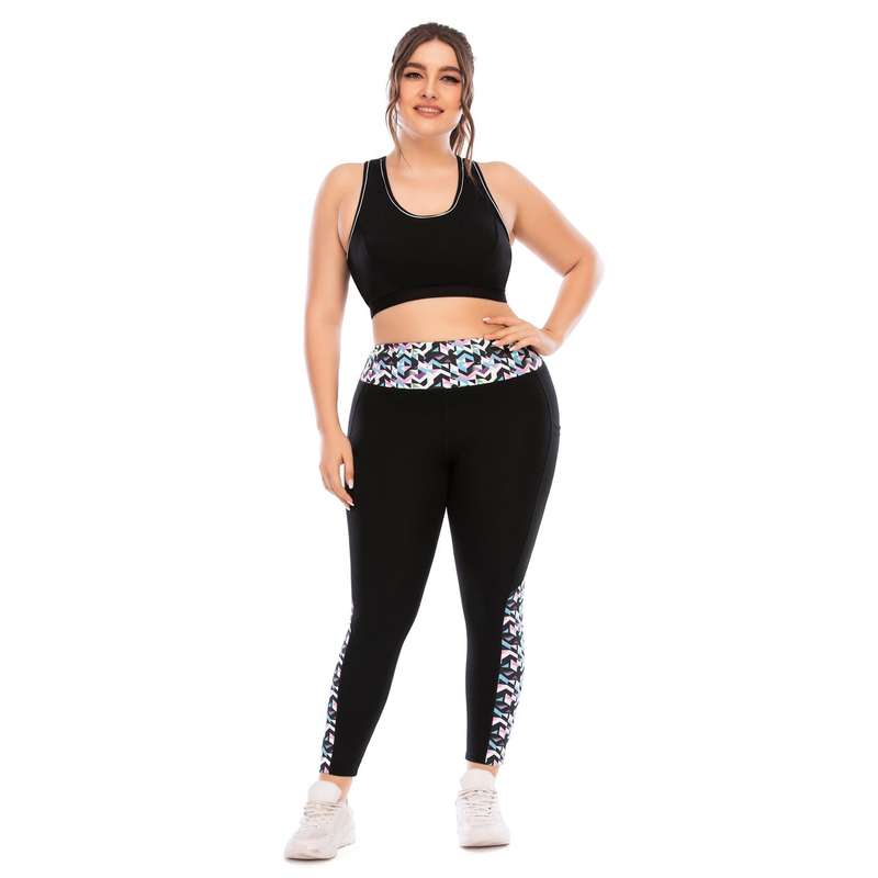 Iconix Plus Size Ladies Black and Pink Leggings