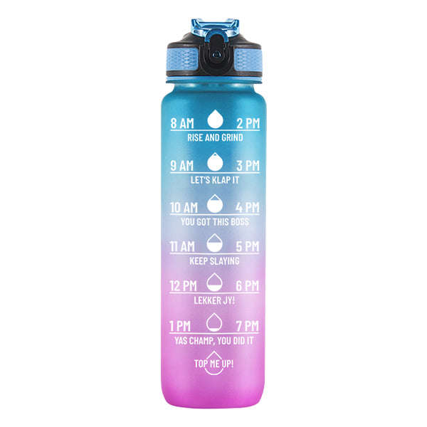 Iconix South African Motivational Time Marker Water Bottle  Blue and Purple