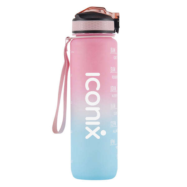 Iconix South African Motivational Time Marker Water Bottle  Pink and Blue