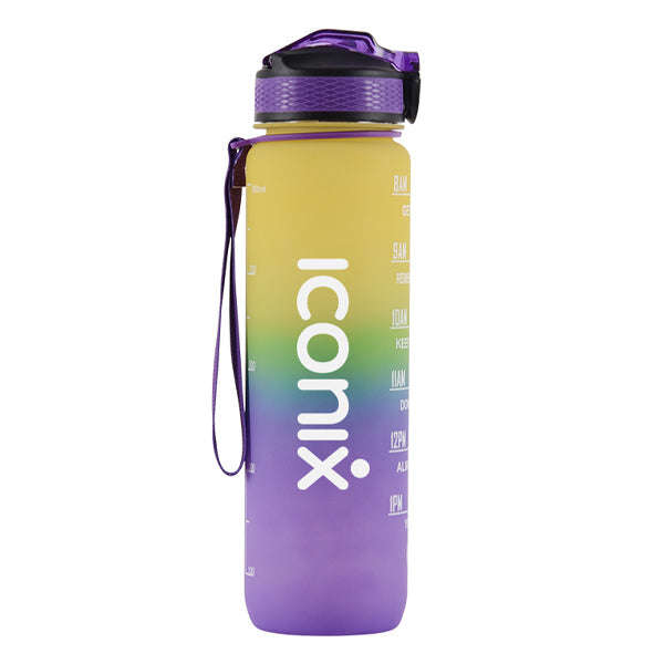 Iconix South African Motivational Time Marker Water Bottle  Yellow and Purple