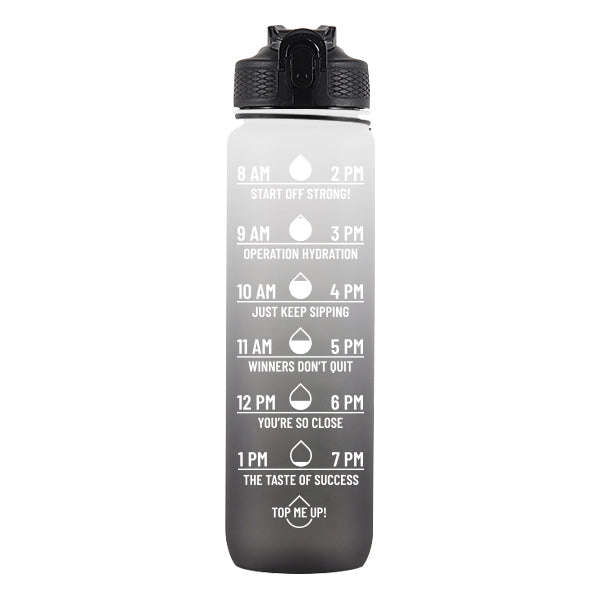 Iconix The Classic Motivational Time Marker Water Bottle  Black and White