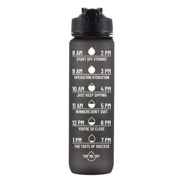 Iconix The Classic Motivational Time Marker Water Bottle  Black