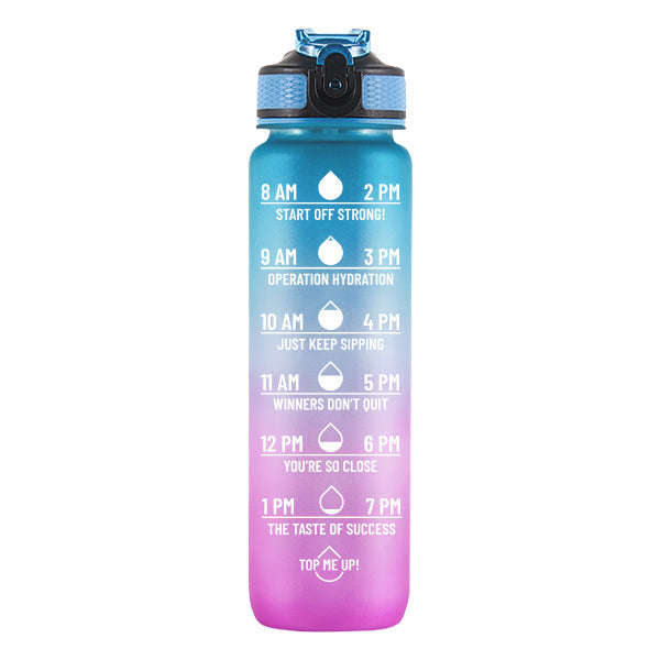Iconix The Classic Motivational Time Marker Water Bottle  Blue and Purple