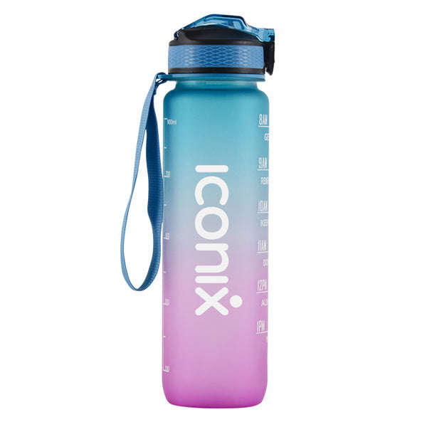 Iconix The Classic Motivational Time Marker Water Bottle  Blue and Purple