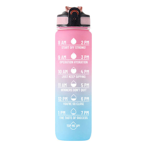 Iconix The Classic Motivational Time Marker Water Bottle  Pink and Blue