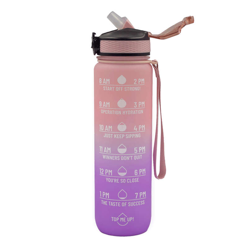 Iconix The Classic Motivational Time Marker Water Bottle - Pink and Purple