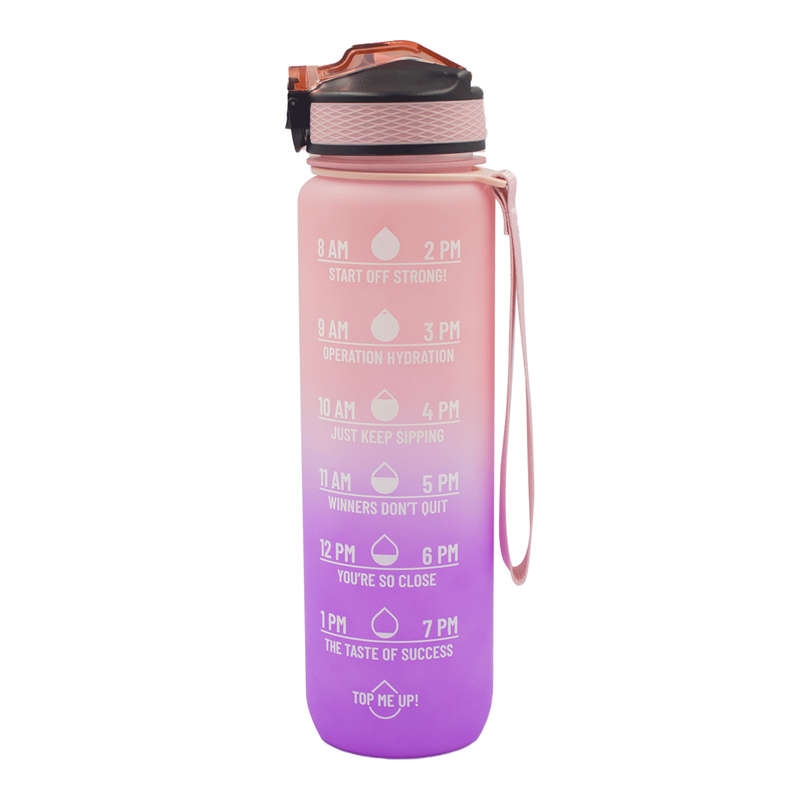 Iconix The Classic Motivational Time Marker Water Bottle - Pink and Purple