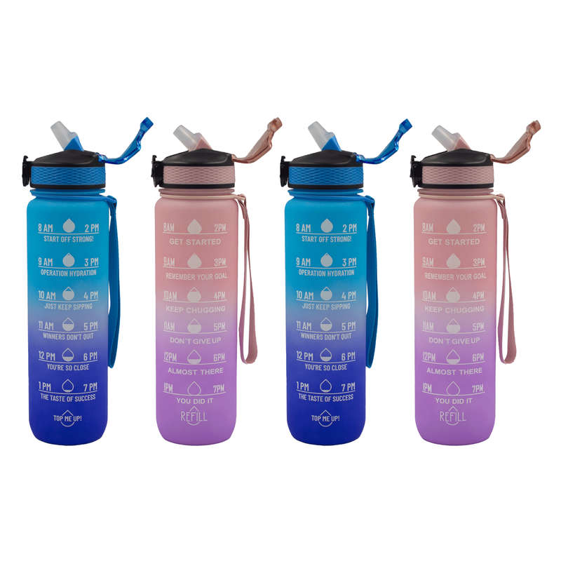Iconix The Classic Motivational Time Marker Water Bottle - Pink and Purple