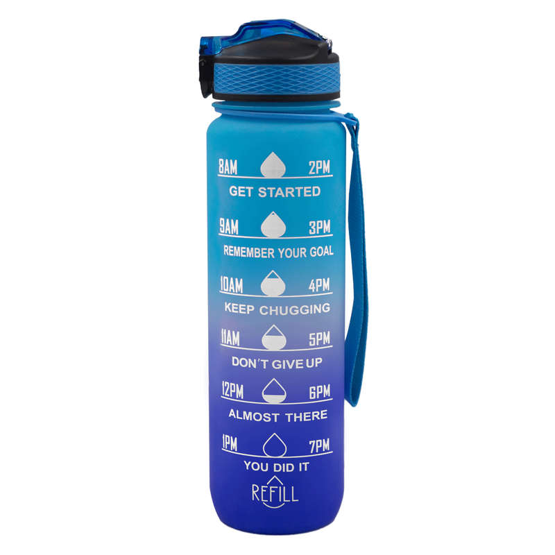 Iconix The Original Motivational Time Marker Water Bottle - Blue Ombre