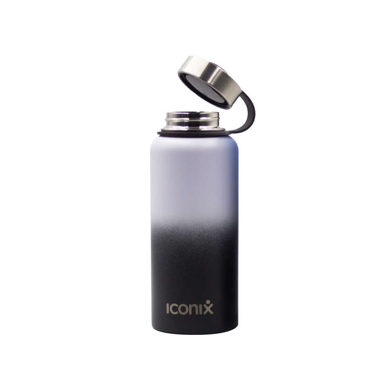 Iconix White and Black Stainless Steel Hot and Cold Flask -  Stainless Steel Lid