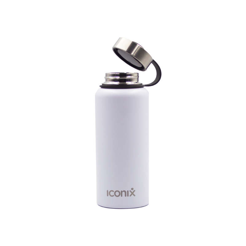 Iconix White Stainless Steel Hot and Cold Flask - Stainless Steel Lid
