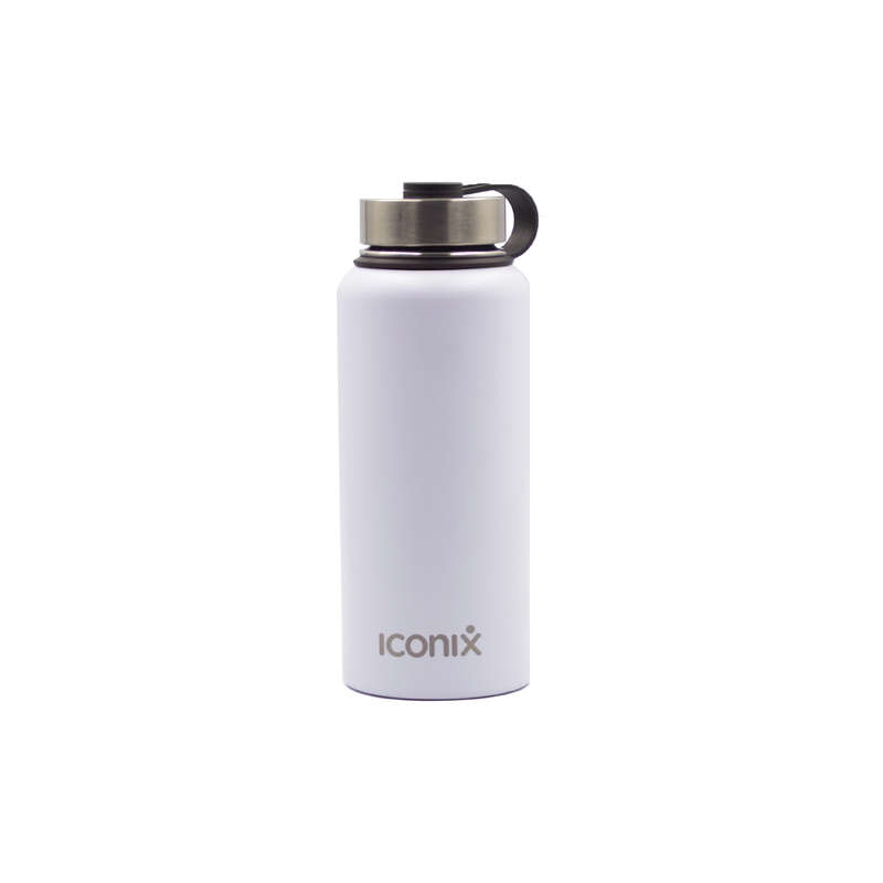 Iconix White Stainless Steel Hot and Cold Flask - Stainless Steel Lid