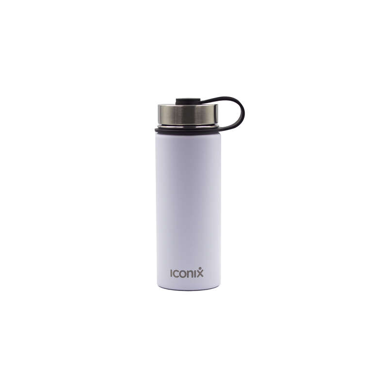 Iconix White Stainless Steel Hot and Cold Flask - Stainless Steel Lid
