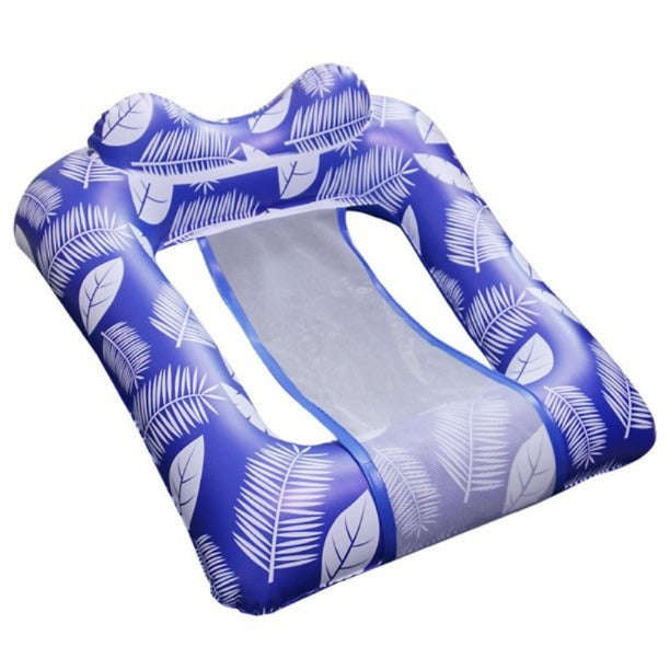 Inflatable Pool Float Chair hammock with Contour Headrest - Blue Leaf