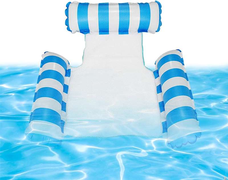 Inflatable Pool Hammock Lounger Chair - Sky Blue Striped
