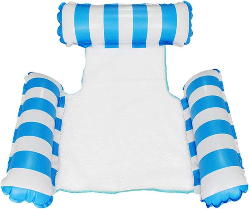 Inflatable Pool Hammock Lounger Chair - Sky Blue Striped