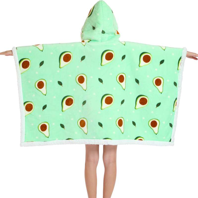 Kids 2 in 1 Avocado Hooded Poncho Blanket