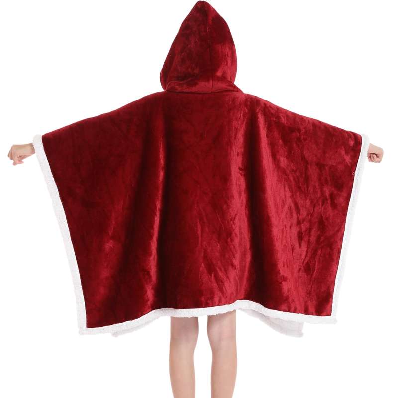 Kids 2 in 1 Ruby Red Hooded Poncho Blanket