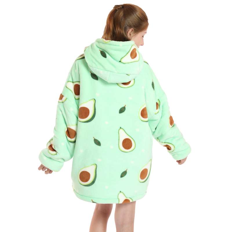 Kids Avocado Oversized Plush Blanket Hoodie