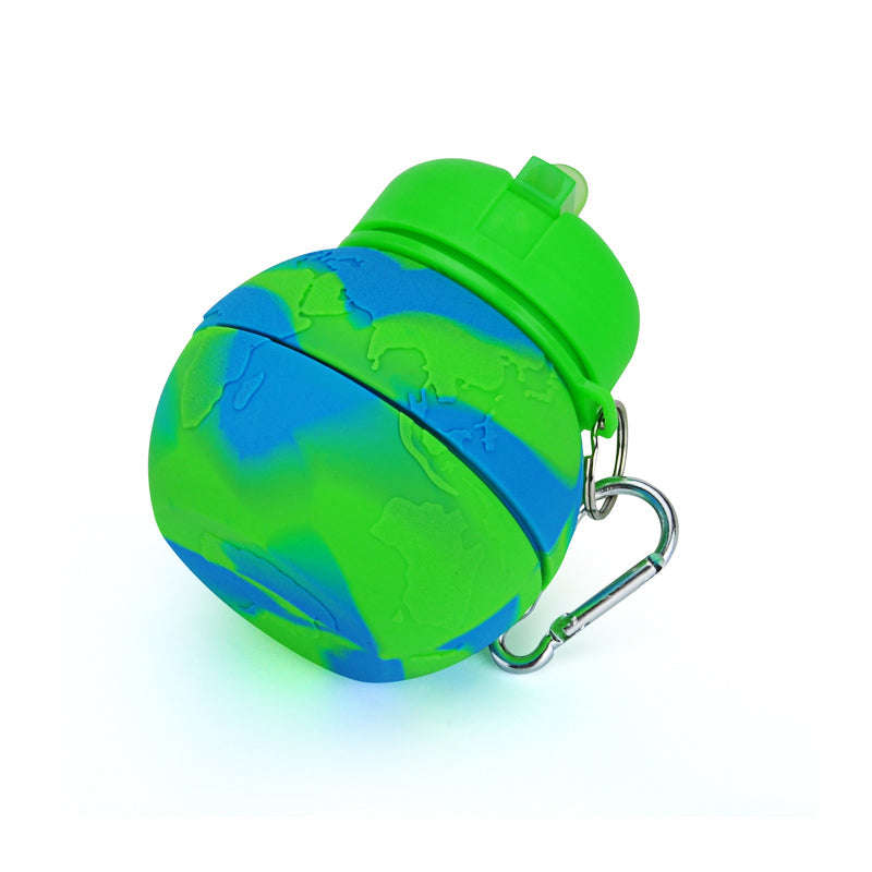Kids Collapsible Silicone Water Bottle - Global Blue and Green