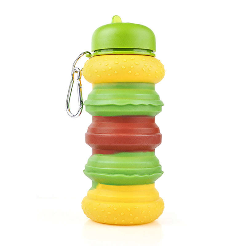 Kids Collapsible Silicone Water Bottle - Hamburger