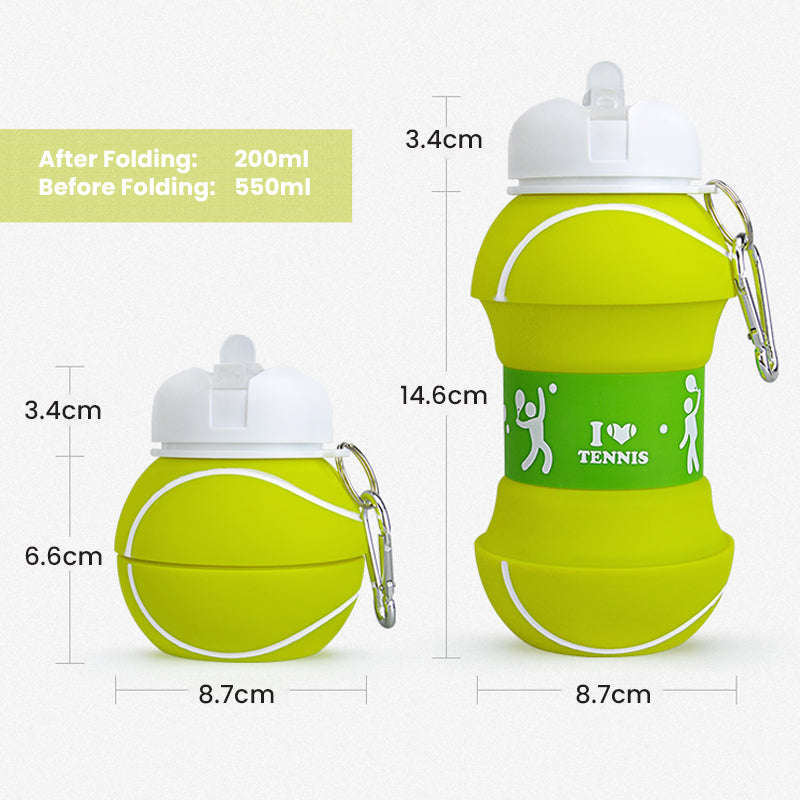 Kids Collapsible Silicone Water Bottle - Tennis Ball