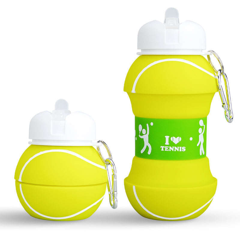 Kids Collapsible Silicone Water Bottle - Tennis Ball