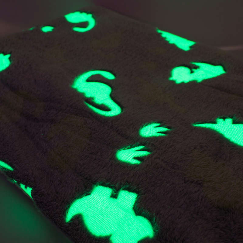 Kids Green Dino Delights Glow In the Dark Blanket