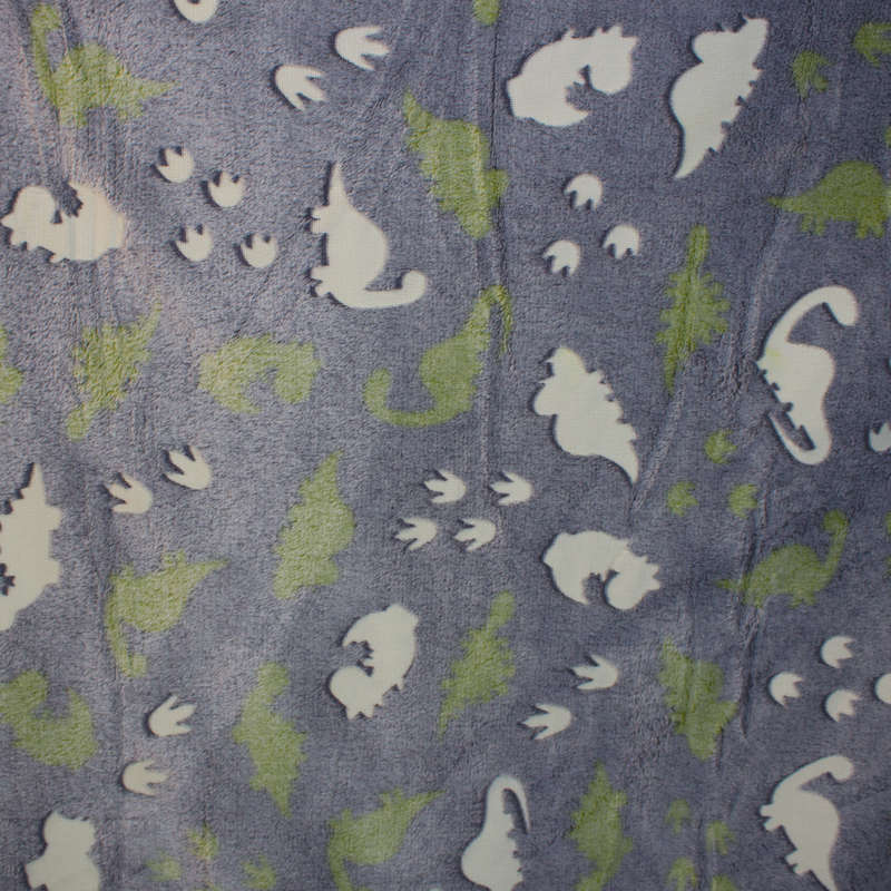 Kids Green Dino Delights Glow In the Dark Blanket