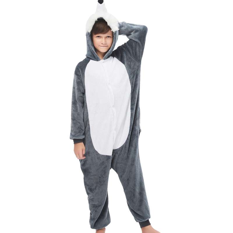Kids Grey Wolf Onesie
